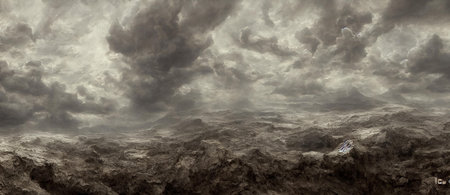 A Black And White Photo Of A Cloudy Sky, Artistic Computer Graphics Concept Background. Concept Illustration.の素材
