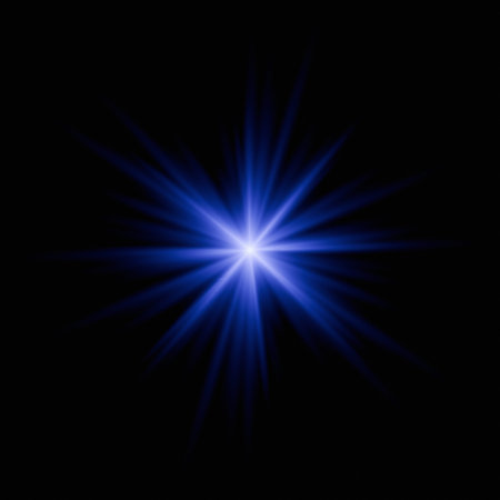 Realistic blue lens flare overlay with bokeh and abstract elements. A bright light source perfect...