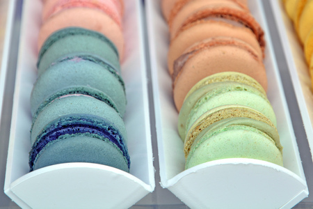 Colorful almond cookies, pastel colors. Tradition cake macaron.の写真素材