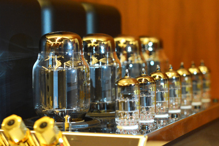 Audiophile audio electronic vacuum tube amplifier.の写真素材