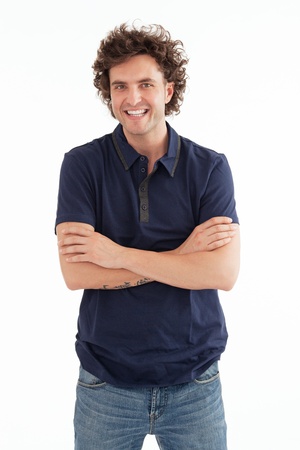 A young handsome man casually dressed, isolated on white の写真素材