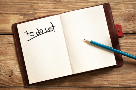 Opened personal organizer with a to do list.の写真素材