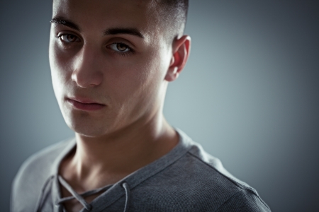 Portrait of a serious young man.の写真素材