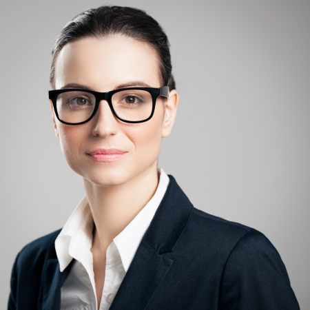 Portrait of a Caucasian busniesswoman wearing glasses.の写真素材