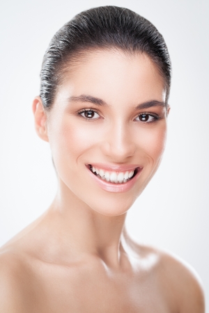 Portrait of a sensual Caucasian woman smiling.の写真素材