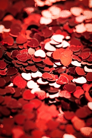 Heart-shaped confetti in close-up.の写真素材
