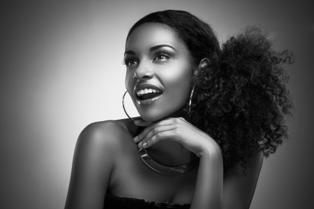 Portrait of a beautiful young African woman.の写真素材