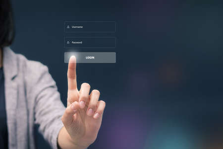 Account login, username and password. Login interface on digital display.の写真素材
