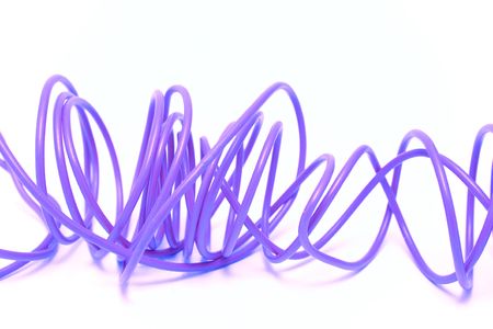 Electric wire on a white backgroundの写真素材