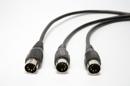 MIDI (Musical Instrument Digital Interface) cables isolated on a white background
