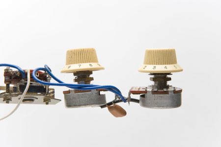 Electronic parts from vintage electric guitarの写真素材