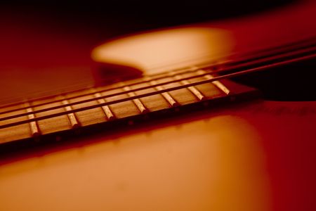 Detail of a beautiful acoustic guitarの写真素材