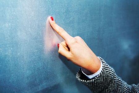 Close-up of finger of young womanの写真素材