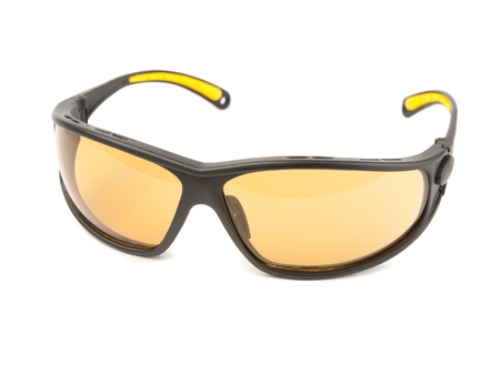 Safety glasses isolated on white backgroundの写真素材