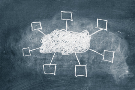 Cloud computing concept on chalkboardの写真素材