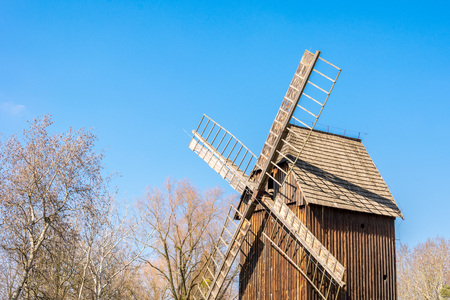 Old windmill, open-air museum in Poland Opoleのeditorial素材