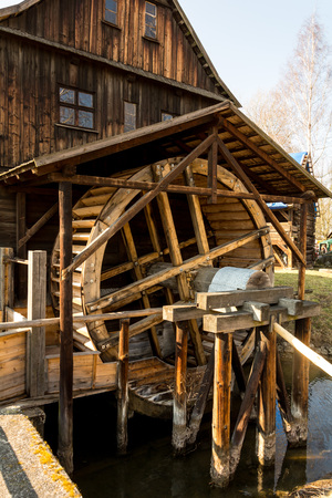 A wooden water mill.の写真素材
