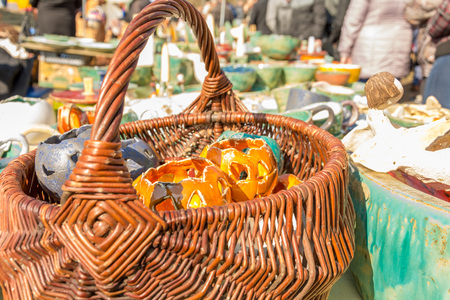 Beautiful clay products of various shapes and purposes. Fair Poland Opole.の写真素材