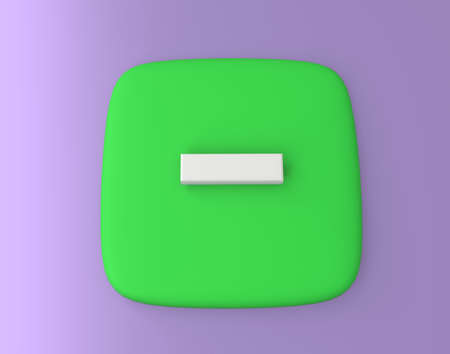3d rendering of a green square box on a purple background.の写真素材