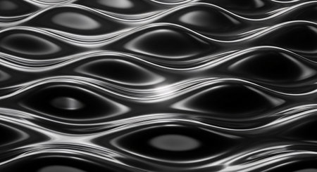 Black and white wavy background. 3d rendering, 3d illustration.の素材