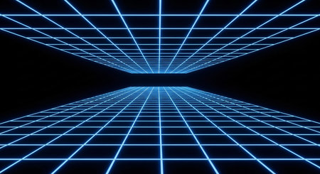 3D abstract background with neon lights. neon tunnel. 3d illustrationの素材