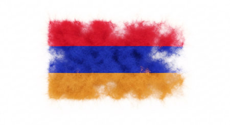 Flag of Armenia in grunge style, isolated on white background.の素材