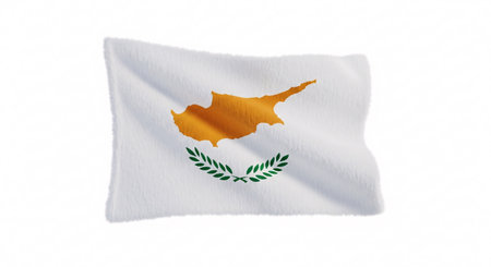 National fabric flag of Cyprus isolated on white background. 3d rendering.の素材