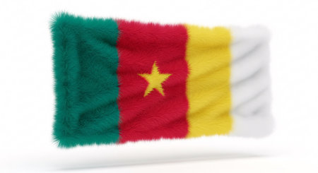 Cameroon flag in the wind on a white background. 3d renderingの素材