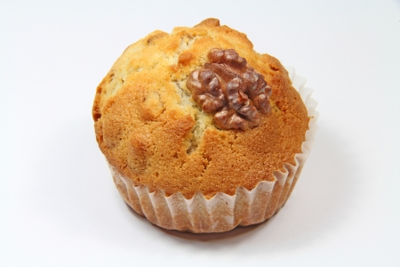 Walnut muffin isolated on backgroundの写真素材