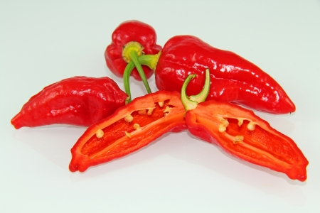 Jolokia peppers on isolated backgroundの写真素材
