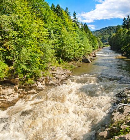 Yaremche waterfall, Carpathians, Ukraineの写真素材