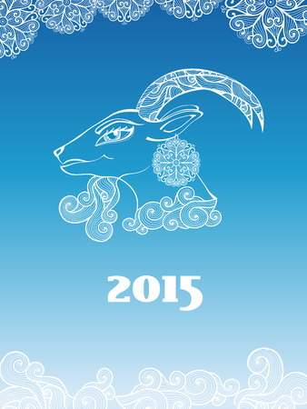 Ornamental decorative goat - symbol of the new year / 2015.のイラスト素材