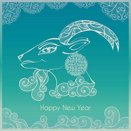 Ornamental decorative goat - symbol of the new year / 2015.のイラスト素材