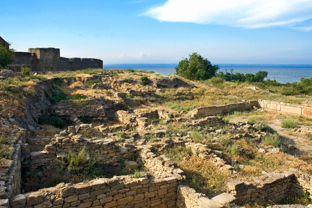 Archaeological excavations in medieval fortress Akkerma in Belgorod-Dniester, Ukraine. Monument to history of urban planning XIII-XV centuriesのeditorial素材