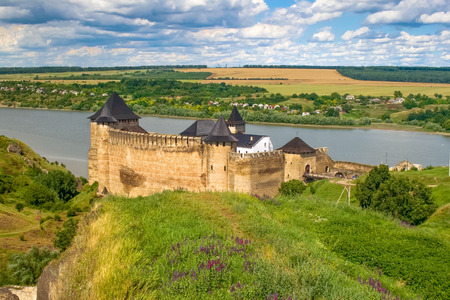 Medieval Khotyn castle on Dniester riverside (built between 13-17 century) -  the most recognized landmark of the of western Ukraine and one of the most important castle in Europeのeditorial素材