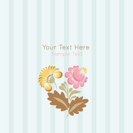 Stock vector card on light  background with floral ornament in folk style (Ukrainian folk art). Soft and lovely colors. Template frame design for card.  Can be used for packaging, invitations, Valentine's Day, decoration etc.のイラスト素材