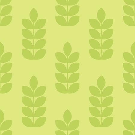 Vector seamless pattern with ears of wheat. Minimalistic design and fresh green tints. Endless texture can be used for wallpaper, fill, web background, wrapping, packaging etc.のイラスト素材