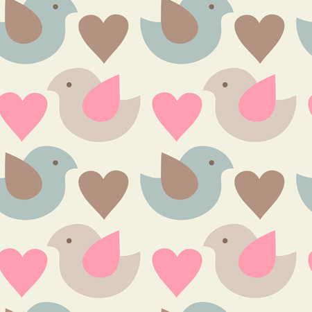 Simple childish pattern with chickens and hearts. Light pastel colors. Endless texture can be used for children's wear, wallpaper, web background, wrapping, packaging etc.の写真素材