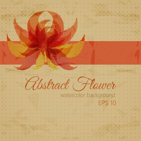 Stylized watercolor background with abstract flower (drawn without a tracing). Vintage vector  illustration imitating painting on the old paperのイラスト素材