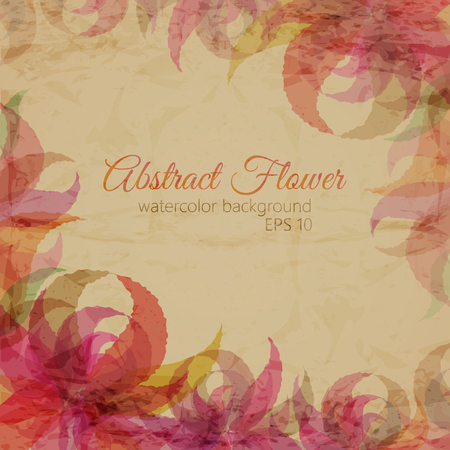 Stylized watercolor background with abstract flowers (drawn without a tracing). Vintage vector  illustration imitating painting on the old paperのイラスト素材