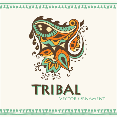 Hand drawn illustration with a weeping eye and an absrtact ornament. Ethnic style tatooのイラスト素材