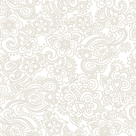 Vector seamless pattern with romantic floral background. Subtle pastel tints and elegant linear ornament.のイラスト素材