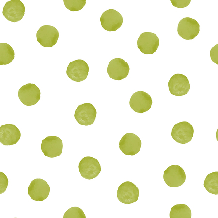 Green and tasty peas. Watercolor seamless pattern with random dots on a white background. Easy to edit and recolorのイラスト素材