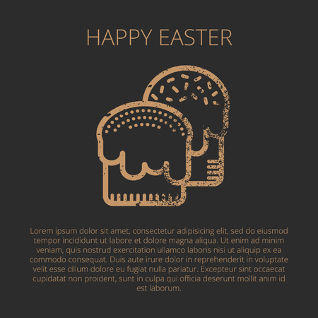 Happy Easter Greeting card template in minimalist ethnic style.のイラスト素材