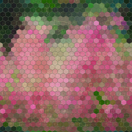 Vector abstract geometric seamless pattern with outlined colorful hexagons filled with bright colors. Blooming meadow abstract backgroundのイラスト素材
