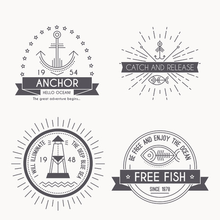 Set of nautical seafaring badgesのイラスト素材