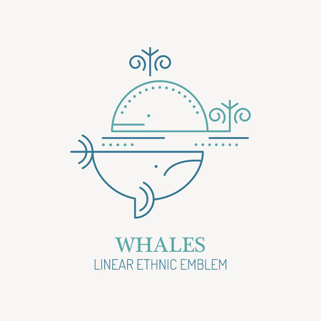 The world day of protection of whales - line style illustration with sample text. Save the giants - vector card template. Minimalistic outlined design.のイラスト素材