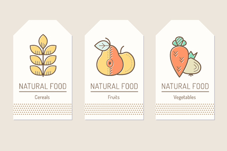 Set of card templates with outlined plant food signsのイラスト素材