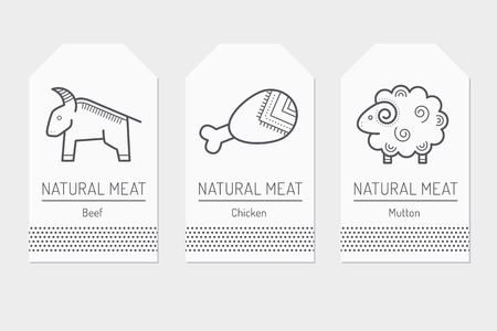 Set of card templates with outlined protein food signsのイラスト素材