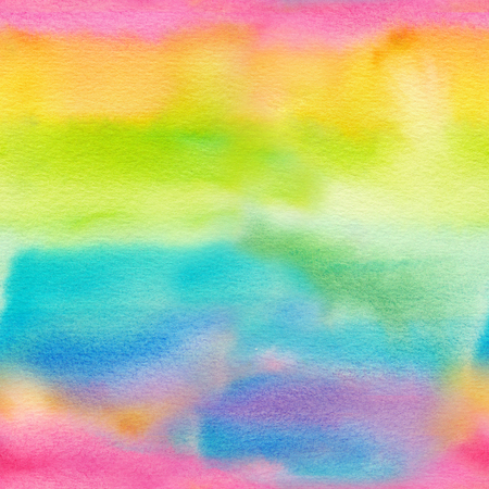 Abstract watercolor hand painted seamless background. Colorful bright pattern with rainbow colors for the posters backdrop, a carnival, holidays, printの写真素材